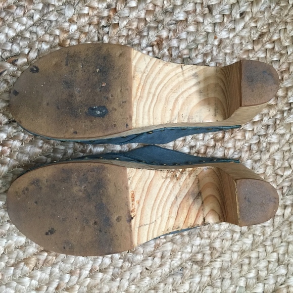 UGGLEBO Swedish Clogs Mules Heels Blue Suede Nubuck Lace-ups 7 - Picture 4 of 5